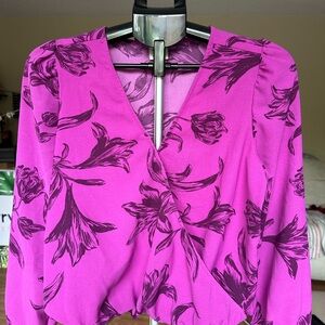 a new day Magenta Floral Wrap Blouse